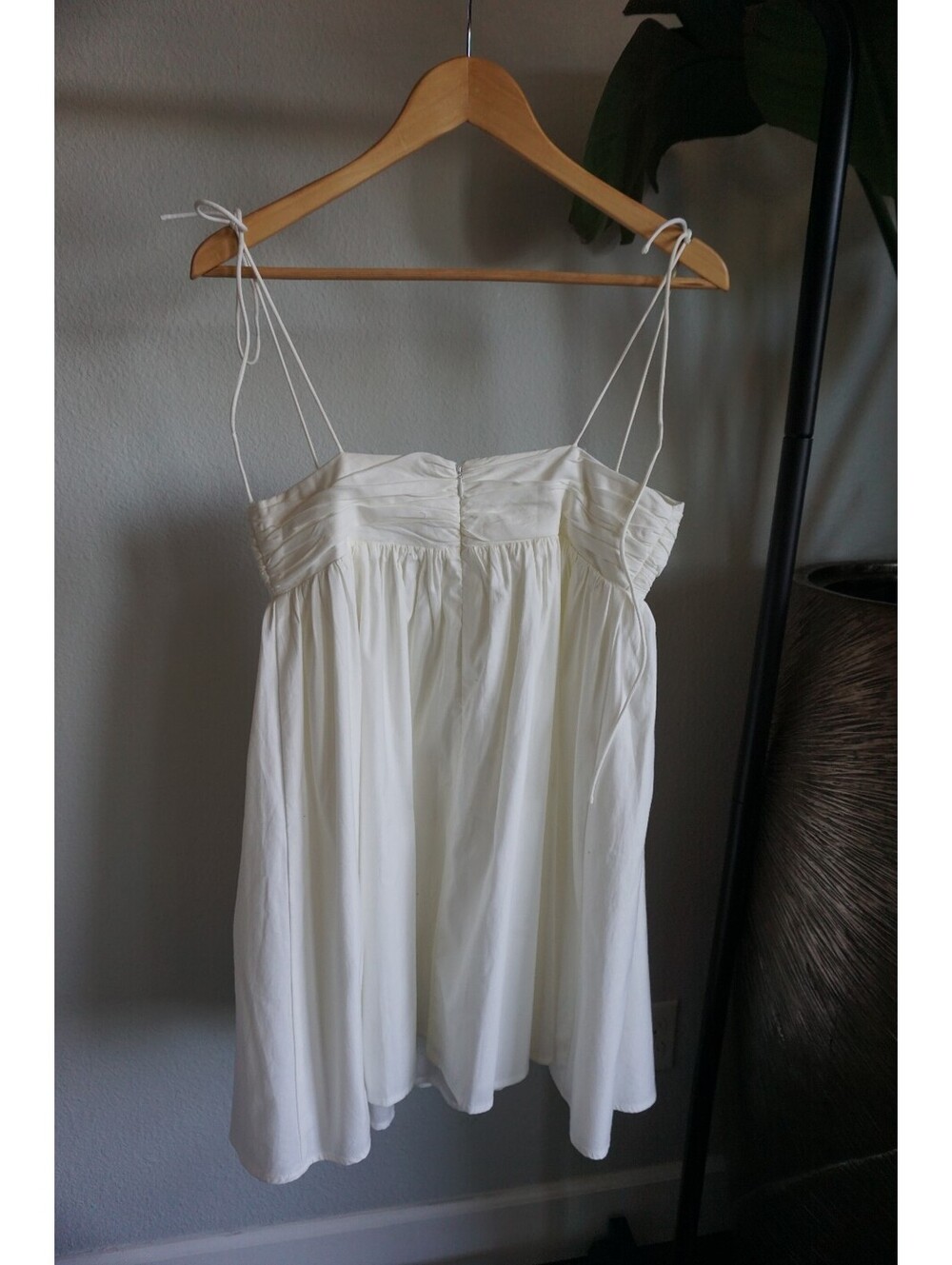 Reformation Catarina Dress White Mini Babydoll Poplin Tie Strap Dress Size 6 NWT - Picture 10 of 13